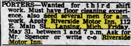 Riverside Motor Inn (Deluxe Inn, Riverside Manor) - May 1968 Ad With Address (newer photo)